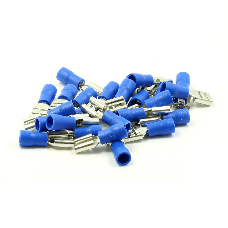 Universal 100PCS Vinyl Female Quick Disconnect Terminal 16-14GA AWG Gauge Blue Connectors