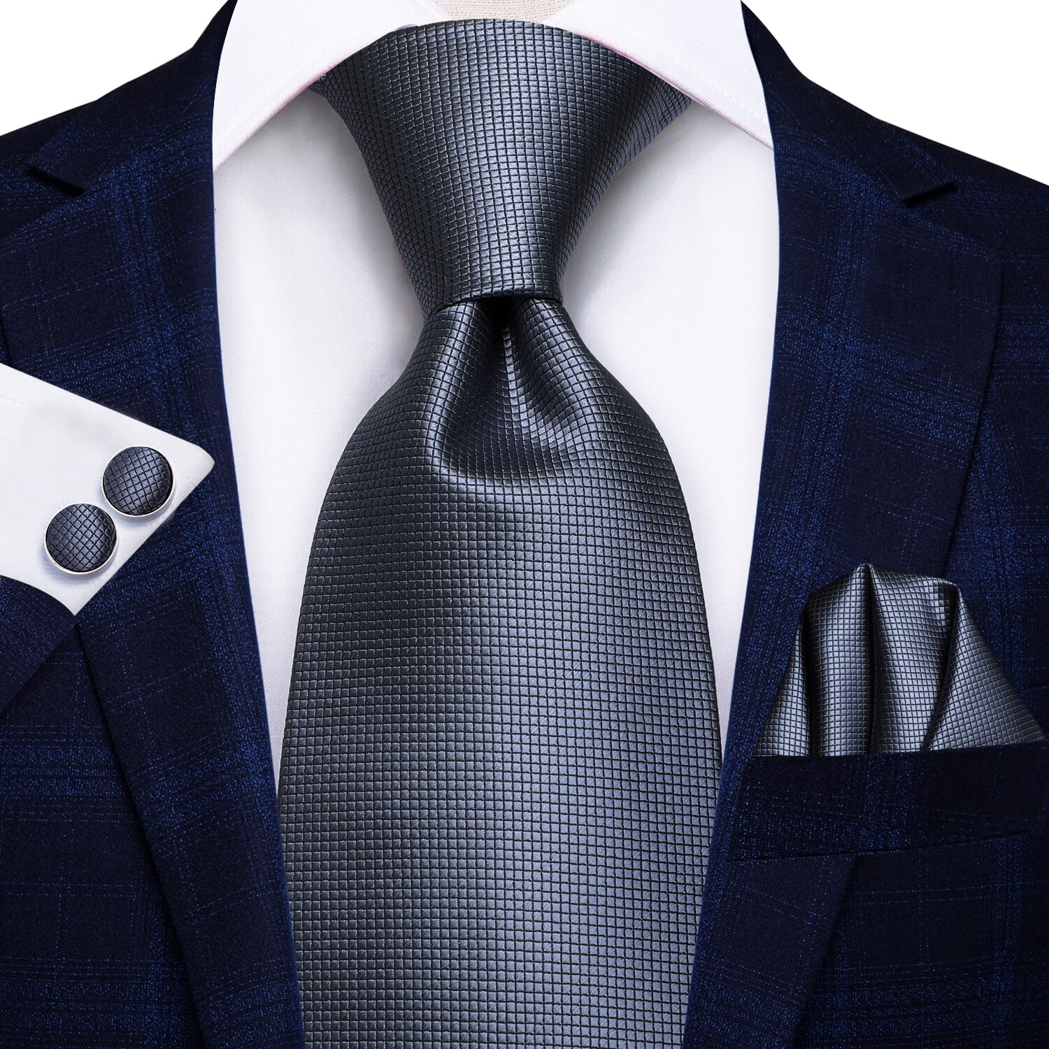 Hallo-Krawatte Blau Business Solide 100% Seide herren Krawatte Krawatte 8,5 cm Krawatten für Männer Formale Luxus Hochzeit Gravata: SN-311