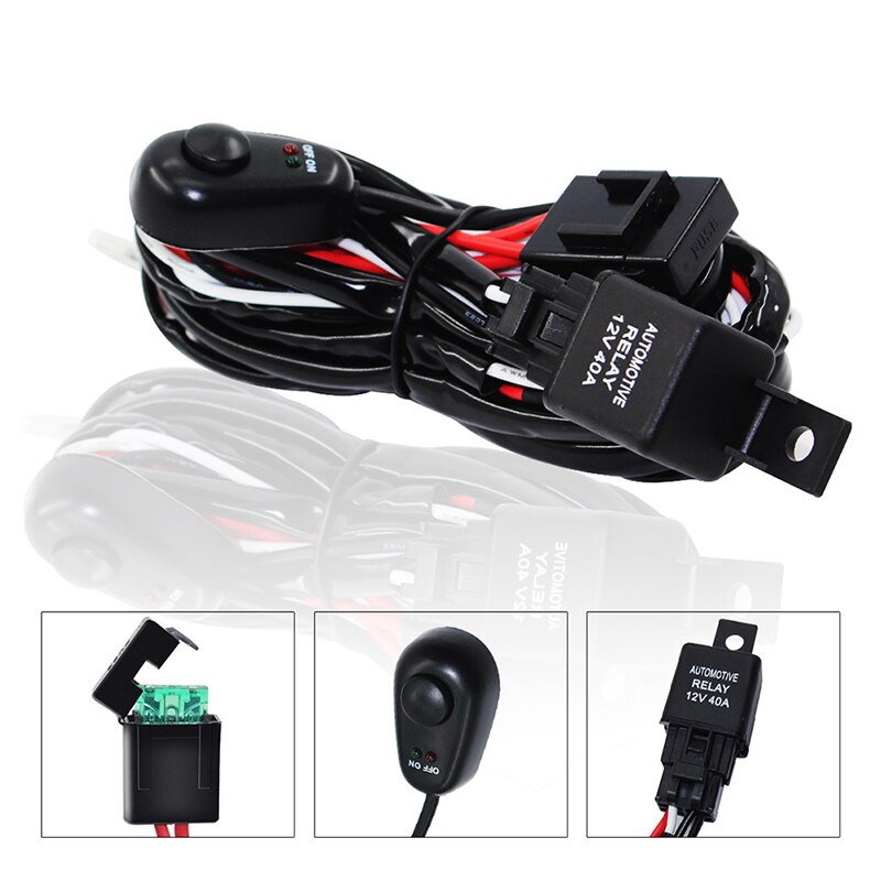 180W Off-road Car Light Wire Harness Power Switch&Relay Wiring Kit 12V Connector