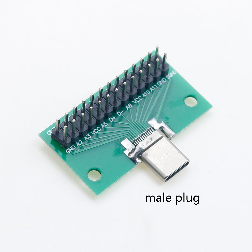 TYPE-C test platine stecker usb weiblich doppel reihe gerade stift männlich zweireihig gerade stift adapter stecker schweißen konvrter: Armee Grün