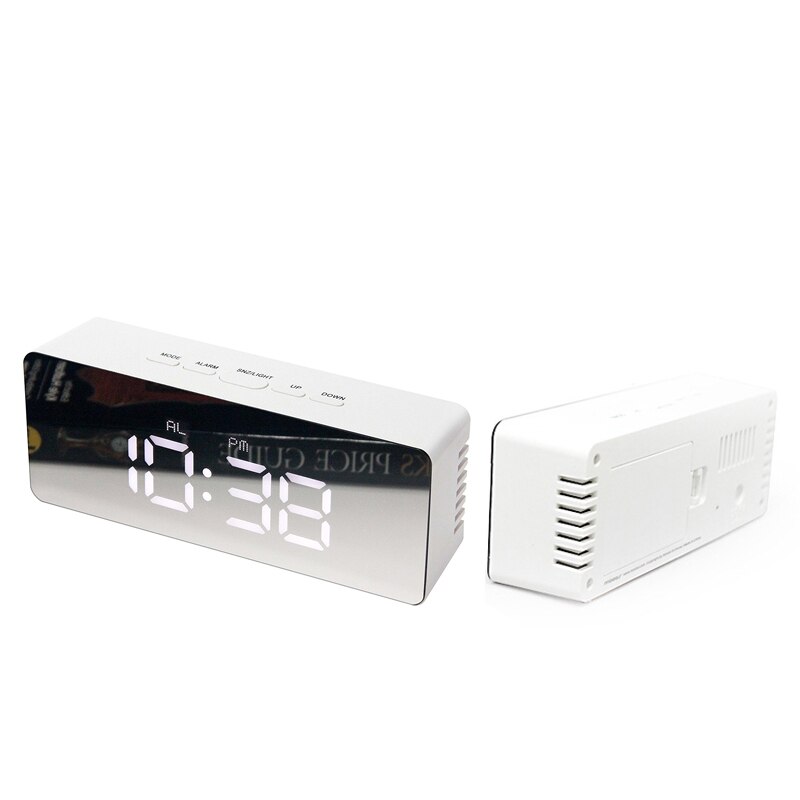 MOSEKO Alarm Clock Digital LED Display Portable Modern Mirror Clock Smart Snooze Multi-function Time Date Month Temperature