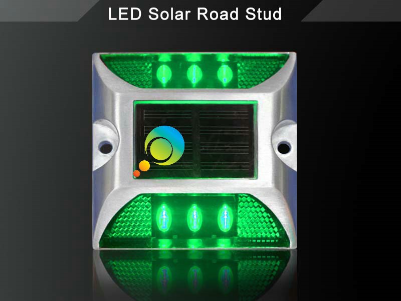 3M reflective film aluminum LED flashing light dual sides green color solar power Road Stud