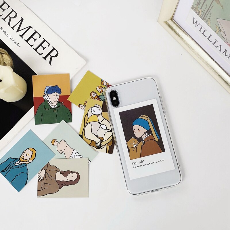Art Card Silicone Telefoon Case Voor Iphone 11 12 Pro X Xr Xs Max Case Clear Tpu Bescherming Cover Voor iphone 6 6s 7 8 Plus Se