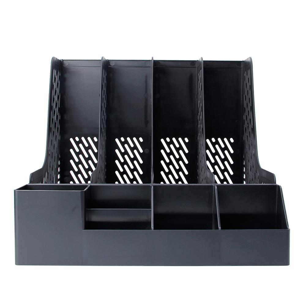 4 Sections Desktop File Rack Paper Book Hold Office Document Tray Organizer Box
