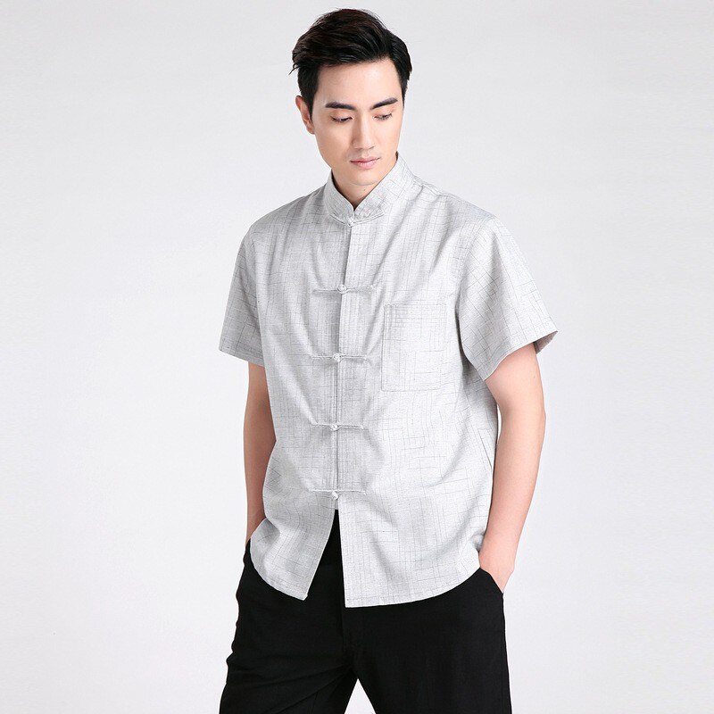 Trends Beige Chinese Men's Linen Classic Kung Fu Shirt Chinese Button Costume Tang Suit Size S M L XL XXL XXXL 2602