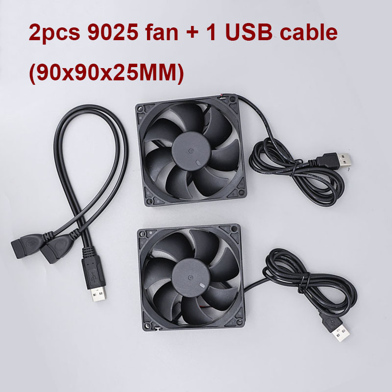 Dual 40mm 50mm 60mm 80mm 90mm 120mm DC 5V Powered USB Fans with 2 in 1 USB Cable for AV Receiver DVR Cooling E: Silver