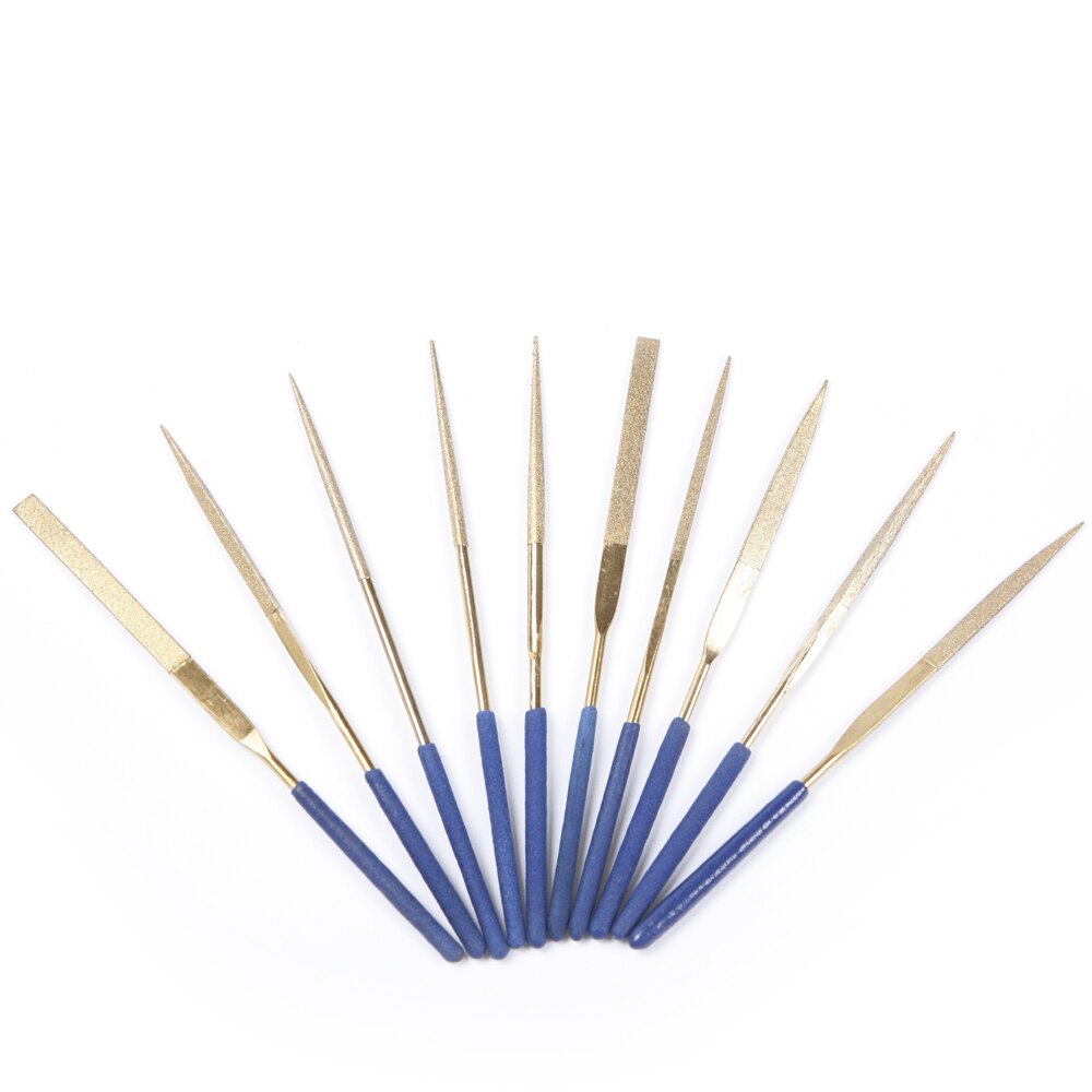 Fixmee 10pc/lot 3*140mm Titanium Diamond Coated Needle Flat File Set Metal Working Craft Tools