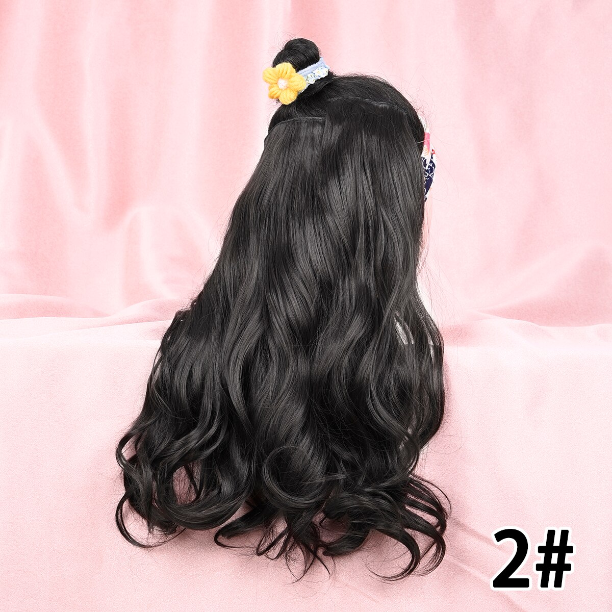 Silike – Extensions de cheveux synthétiques 16 pouces, postiche Halo Invisible, ligne de poisson, 6 Clips, longue ondulée, résistante à la chaleur, 3 postiches pour femmes: 2