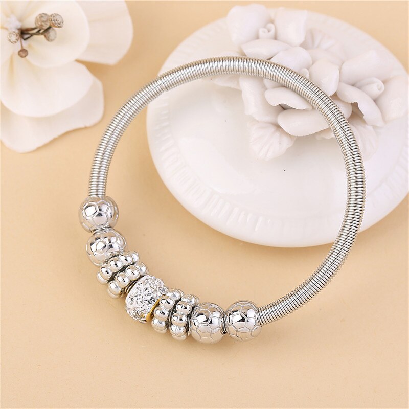 Mode Vrouwen Armband Goud Zilver Kristal Legering Kralen Bedelarmband Voor Vrouwen Fijne Sieraden Originele Armbanden: Silver Plated