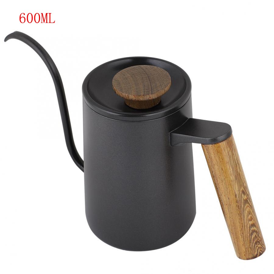 600ml Coffee Machine Stainless Steel Handle Drip Coffee Pot Long Gooseneck Spout Kettle Portable Coffee Maker Kitchen: Black