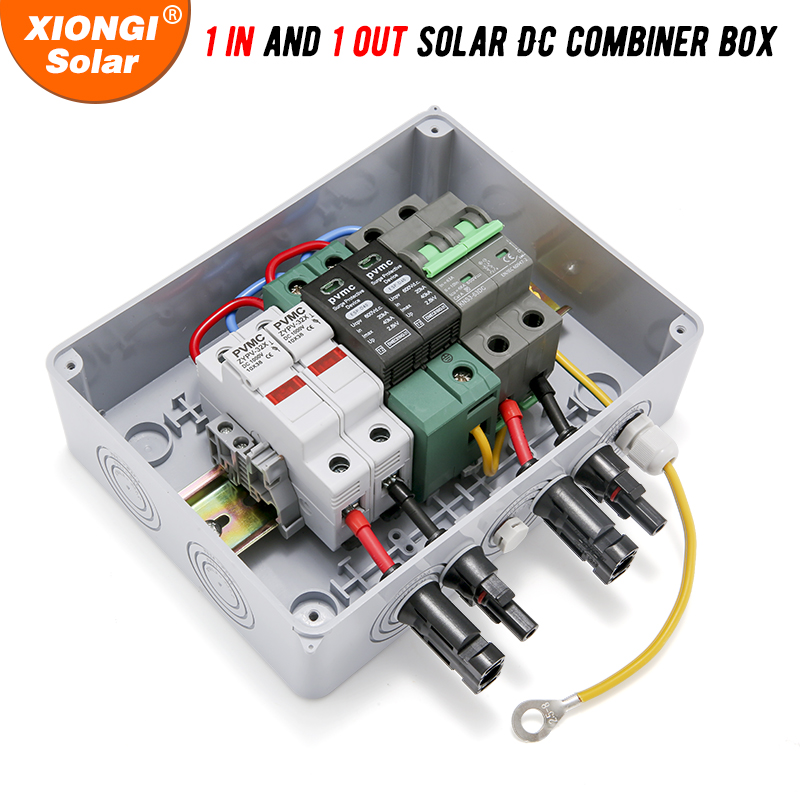 Caja combinadora Solar fotovoltaica PV con protección contra rayos 1 en 1 salida DC 600V fusible MCB SPD caja impermeable IP65 al por mayor: Default Title