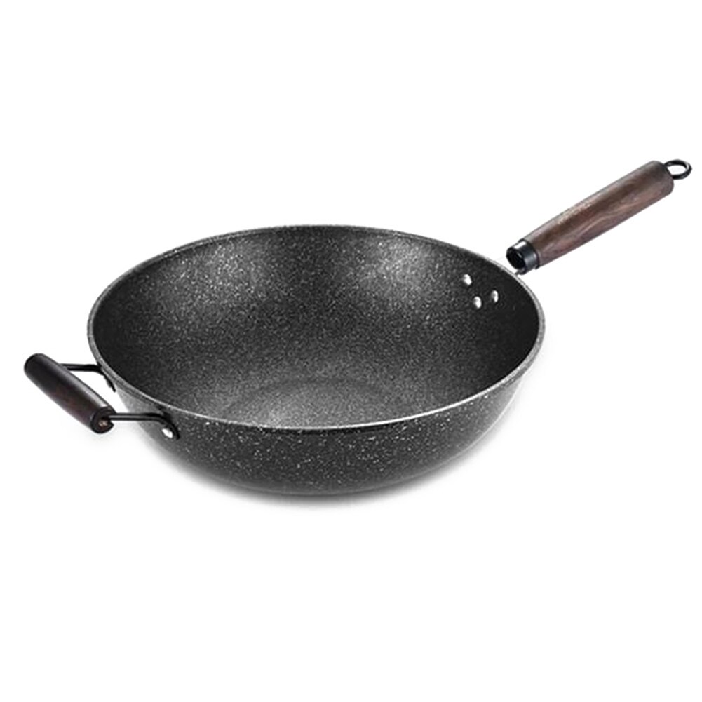 Nonstick Frying Pan Metal Fry Pan with Wooden Handle Kitchen Utensil Cookware LBShipping