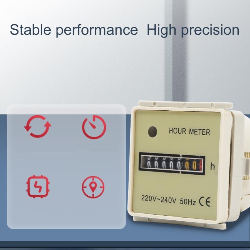 Industrial Hour Meter 220V-240V 50Hz Timers Counter Air Conditioner Hourmeter Timing Gauge for Air Conditioning Machinery