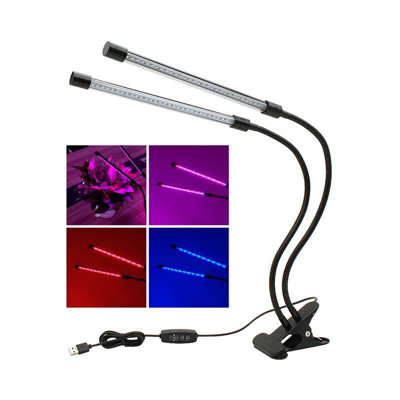 Dual Head Indoor LED Grow Light USB Port Full Spectrum Phyto Growing Lamp With Controller For Vegetable Flower Plant Greenhouse: 2 Heads USB Port