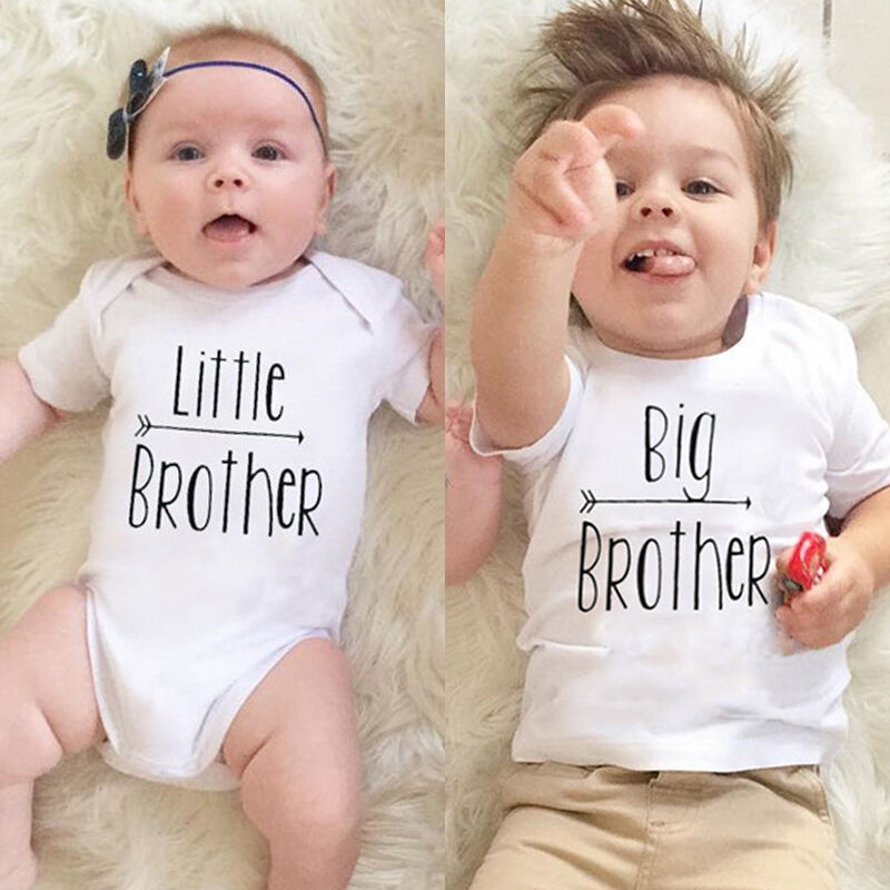 Baby Sommer Brief Big Brother T-shirt Kleinen Bruder Strampler Tops Kleidung Outfit