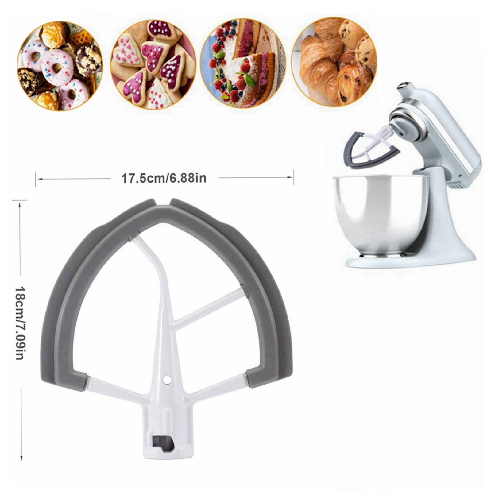 Flex Edge Beater 6 Quart-raspador de tazón de silicona para batidora de pie con cabezal inclinable