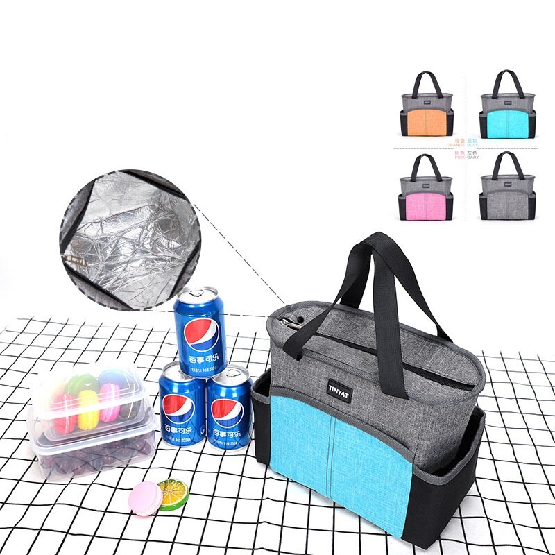 Aluminium Film Lunch Box Cooler Bag Food Keeping Fresh Thermal Insulation Bag Beach Camping Bottle Drink Ice Cool Refrigerator