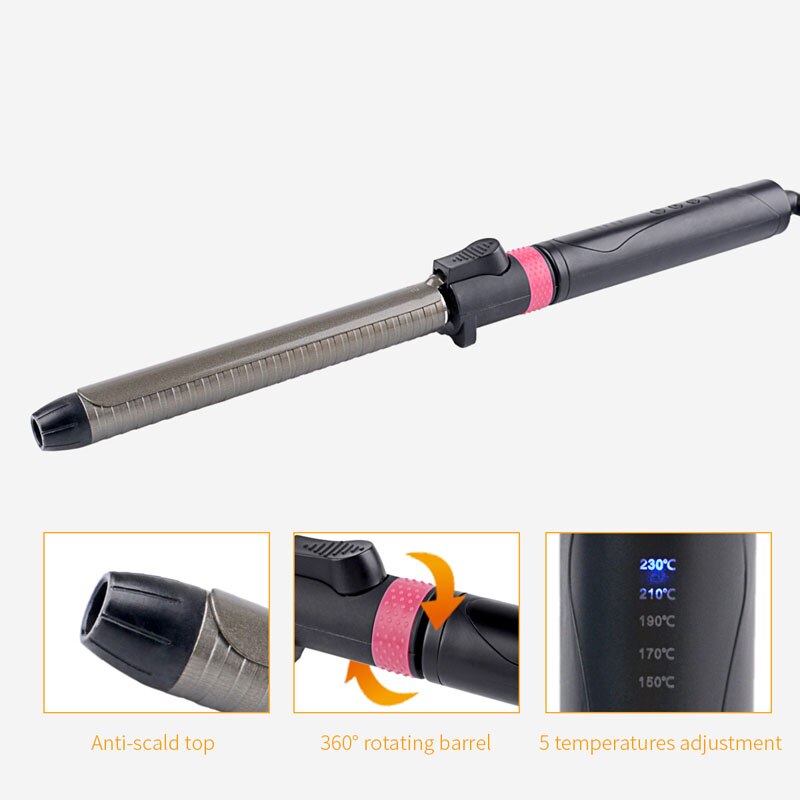 CkeyiN 25 mm 32 mm Rizador de pelo rodillo de pelo Rizador de cabello con temperatura ajustable Varita para rizar el cabello Herramienta para peinar el cabello con ondas grandes