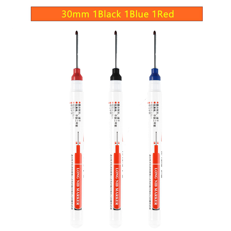3Pcs/Set 20mm Deep Hole Long Nib Head Markers For Metal Perforating Pen Waterproof Bathroom Woodworking Decoration Multi-Purpose: Dark Grey