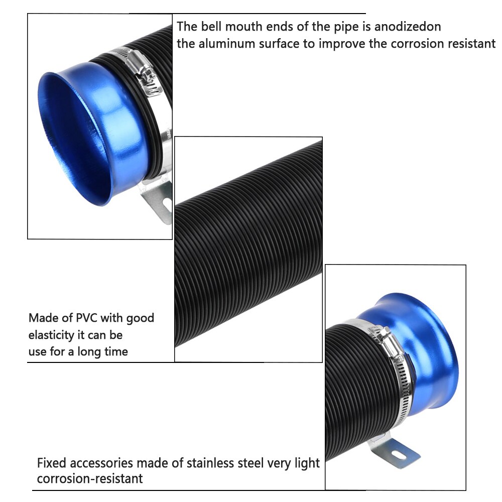 76MM Universal- Luft Aufnahme Rohr Kalt Luftführung Universal- Futter Schlauch Rohr flexibel Auto Änderung Rohr Mit Stecker & braket