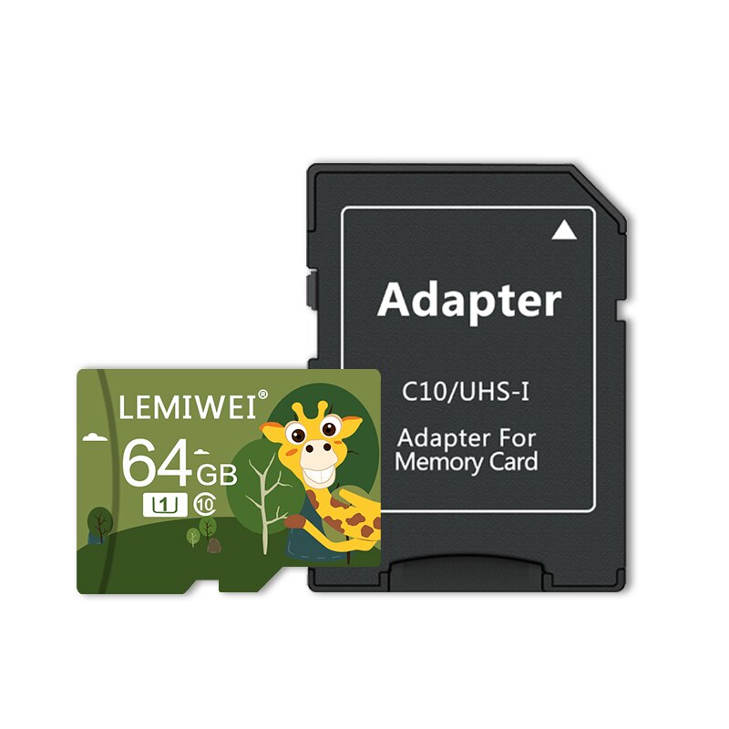 Scheda di memoria Lemiwei 64GB 32GB classe 10 ad alta velocità carino giraffa TF veloce carta 16GB 8GB U1 TF carta per Smartphone: 64GB