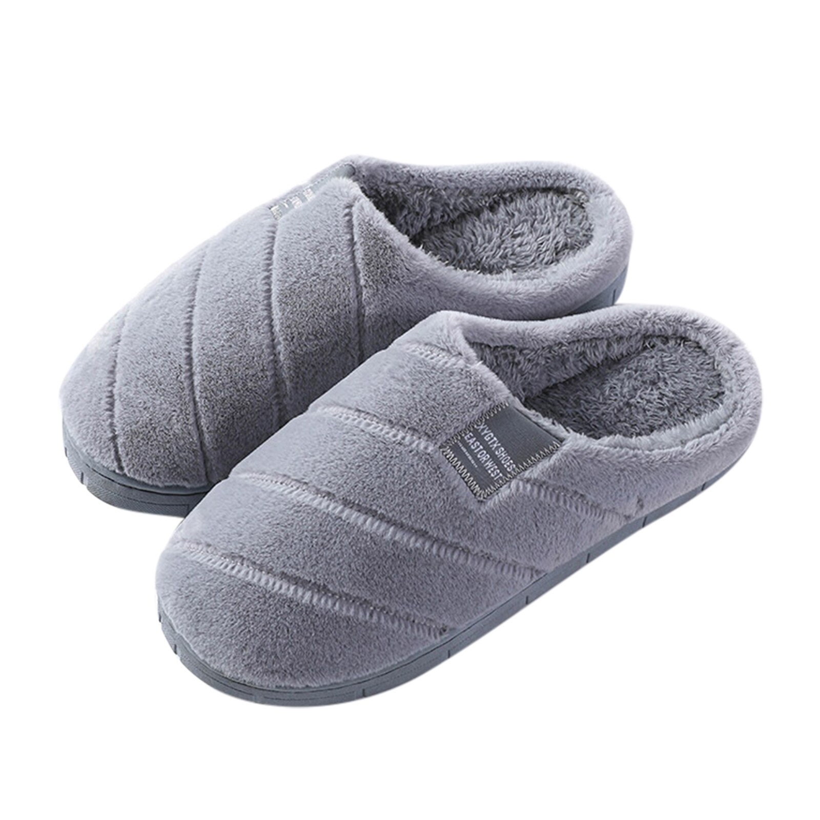 Pantuflas cálidas de invierno para hombre, Zapatillas de casa de felpa suave, antideslizantes para interiores, chanclas para el hogar: GY / 44-45