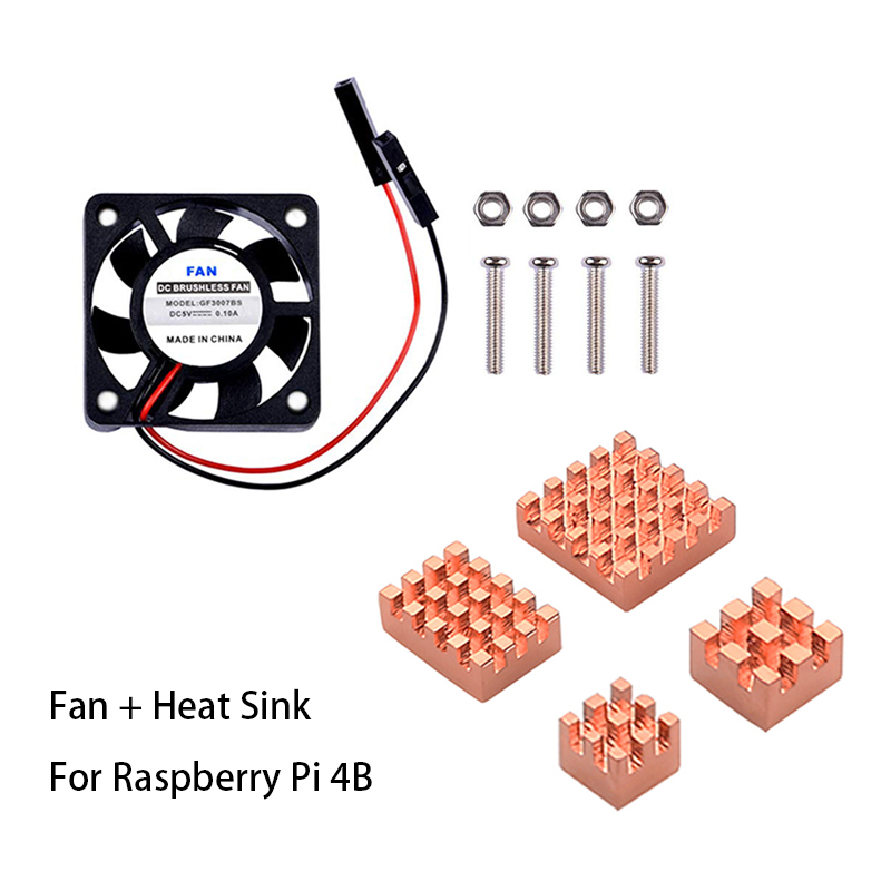 Raspberry Pi 4 Cooling Fan Aluminum Copper Heat Sink 3.3V 5V DC Brushless Cooler Radiators For Rasberry Pi4 Model B 2GB 4GB 8GB
