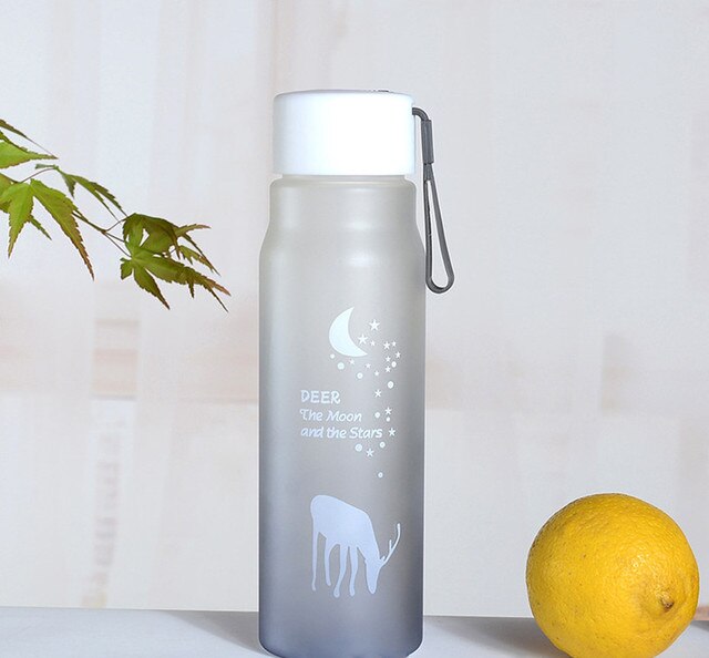 560Ml Sport Water Fles Outdoor Draagbare Gradiënt Frosted Plastic Drinkbeker Meisje Lekvrij -Proof Shaker Mok Waterkoker: Grey1