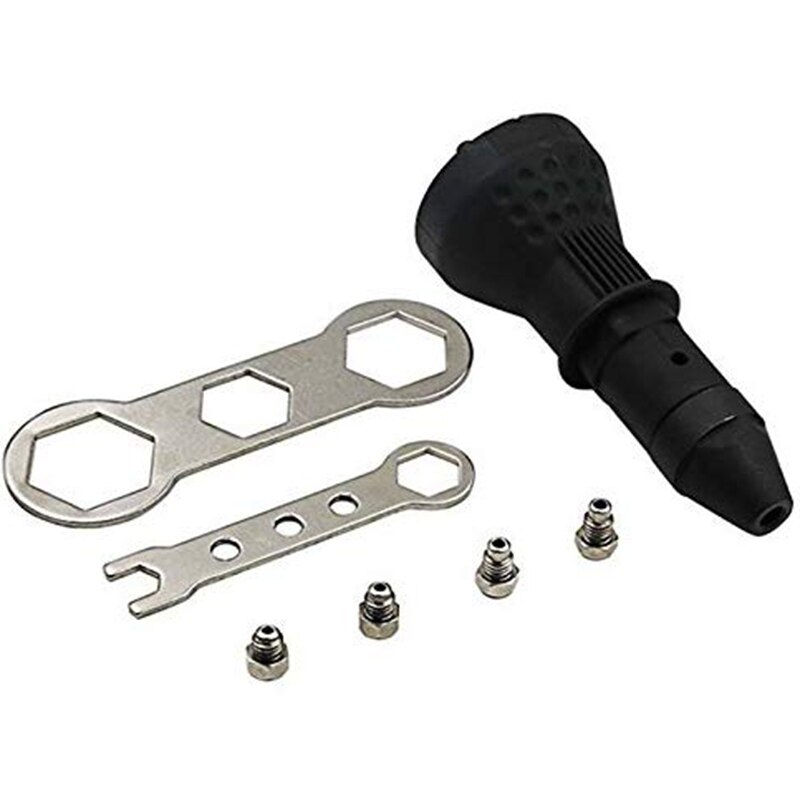Remache para Taladro Inalámbrico eléctrico, Kit de herramientas de taladro eléctrico adaptador de remachadora tuerca de inserción accesorios de herramientas de potencia manual (negro)