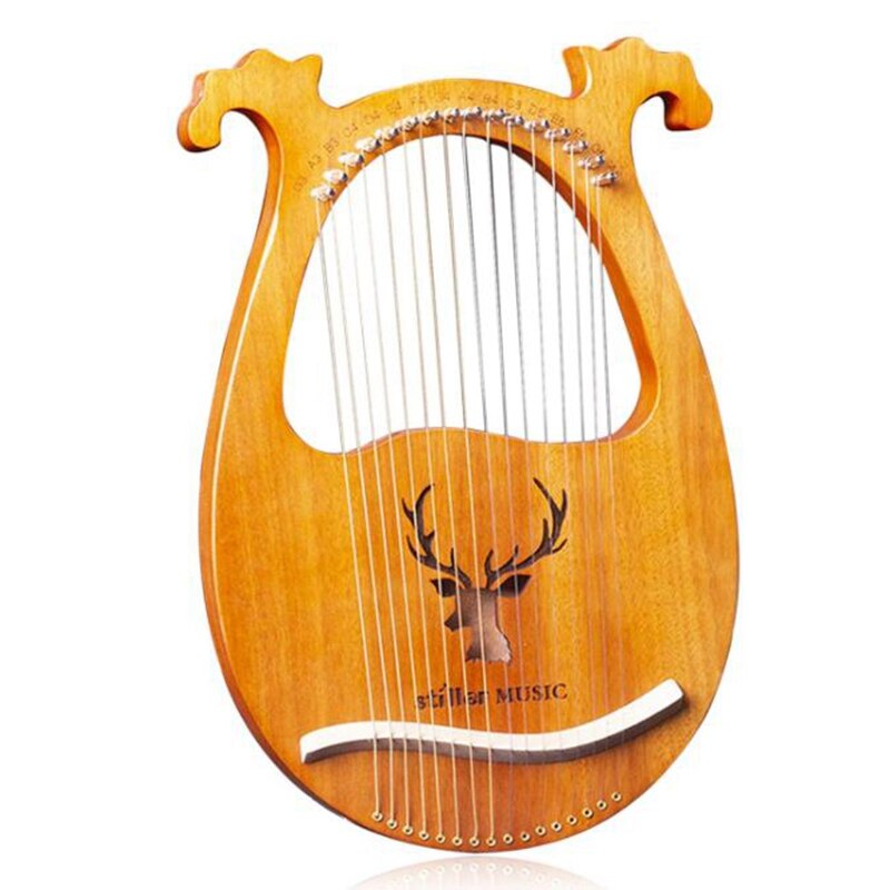 Lyre Harp,Greek Violin,16 Wooden String Harp Solid Wood Mahogany Lyre Harp with Tuning Wrench for Music Lovers Beginners: Default Title