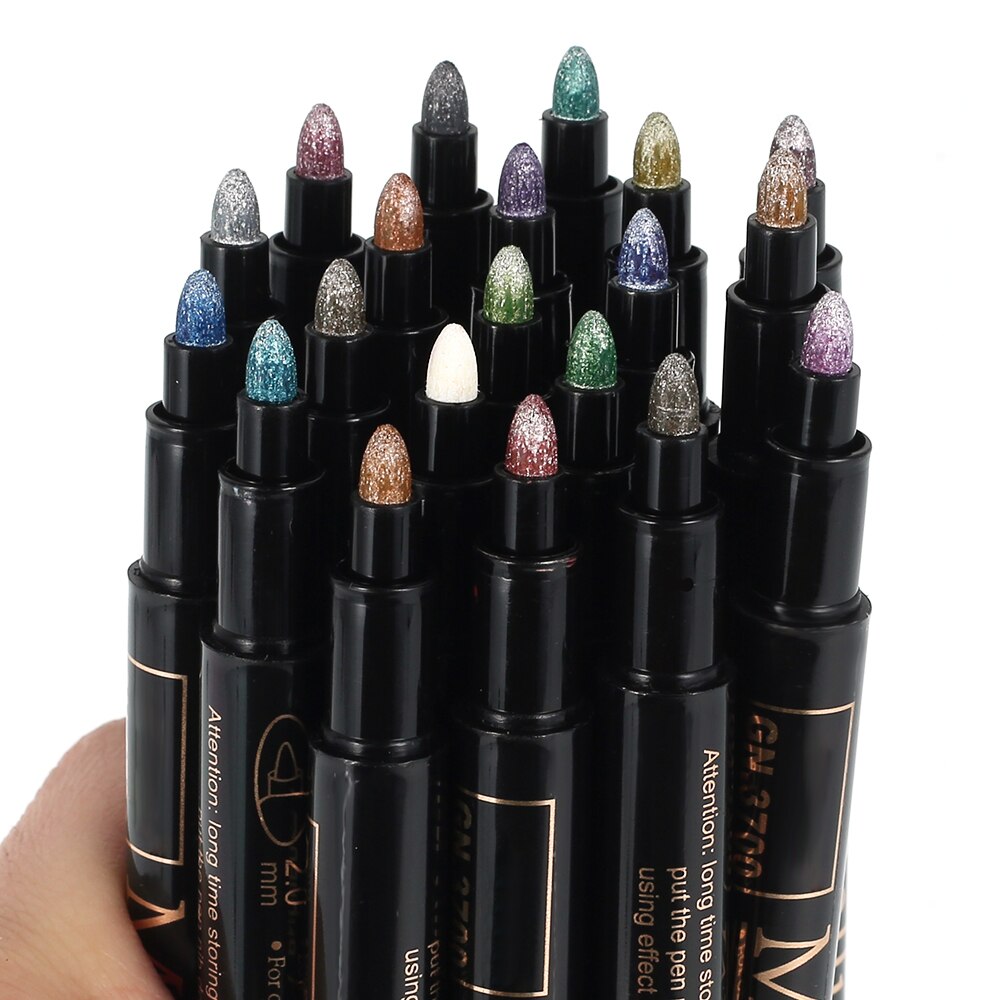 20 Color Permanent Acrylic Paint Pens for DIY Photo Album Art Rock Painting Card Making Metal Ceramics Glass Art Supplies