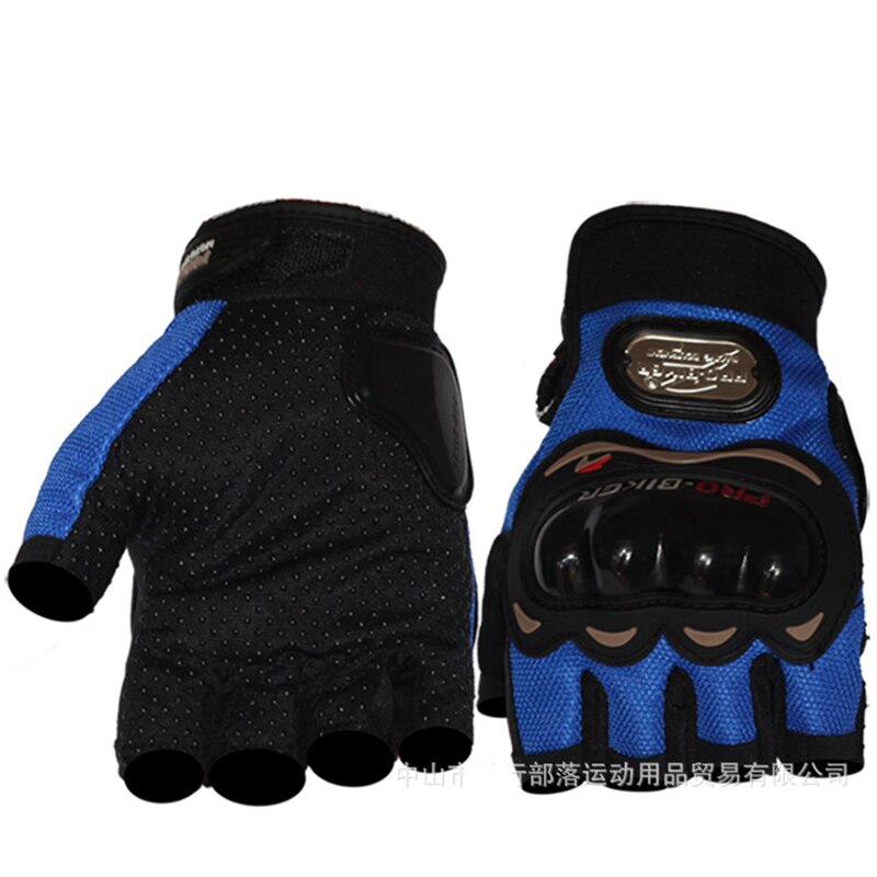Rijdende tribe handschoenen, halfvingerige motor zomer motor beschermende kleding race scooter fiets unisex fiets handschoenen: Blauw / Ik