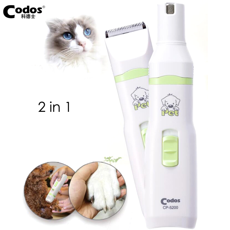 Codos CP-5200 2 in 1 Pet Hond Kat Hair Trimmer Poot Nail Grinder Grooming Clippers Nail Snijder Haar Snijmachine