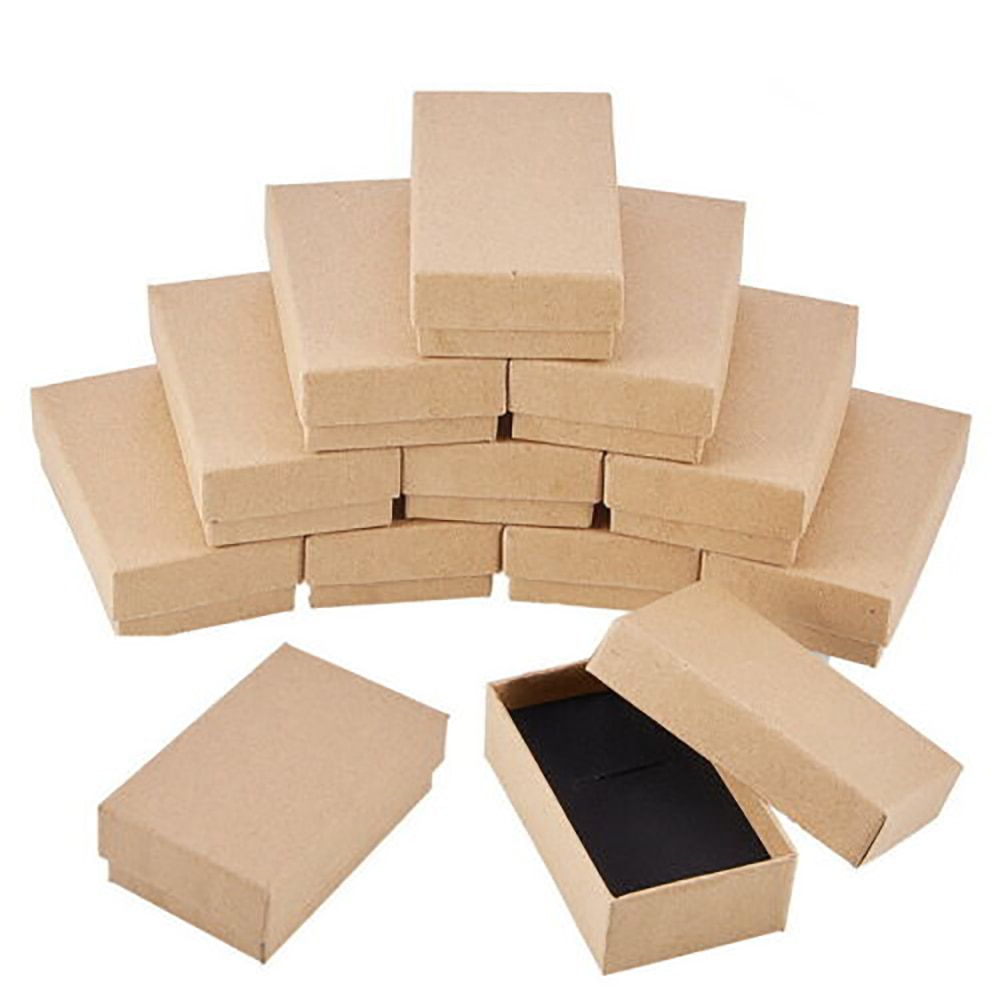 24PCS Kraft Paper Box Small Kraft Paper Jewelry Box Handmade Cardboard Packing Box Wedding Decorations