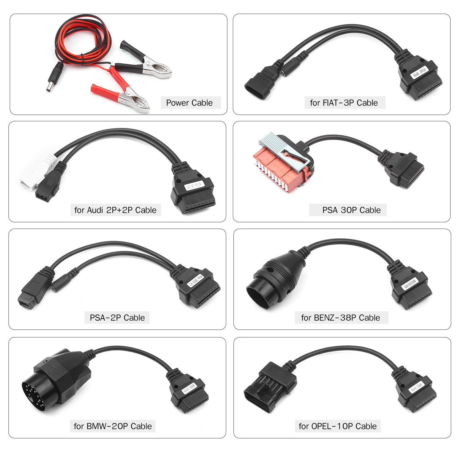 8pcs Car Cables Full Set Auto Car Diagnostic Connector Adapter OBD2 Interface Car Leads for T-C-S C-D-P PLUS Multidiag Pro