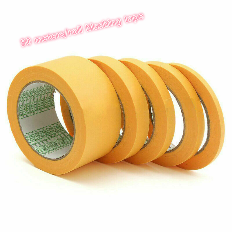 NUOVO 50M Nastro adesivo giallo Adesivo per auto Adesivo Pittura fai da te Carta Pittore Decor Artigianato Accessori artigianali per uso generale