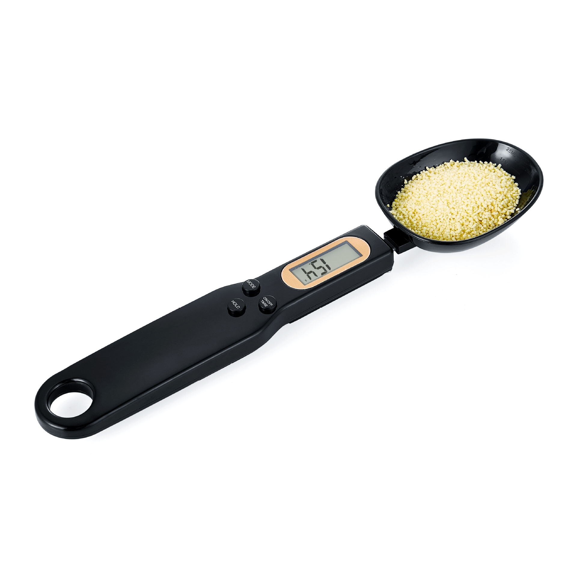 Báscula Digital de cuchara con pantalla LCD, balanza electrónica de cuchara de cocina de 500g/0,1g, con 3 cucharas de pesaje desmontables: BLACK