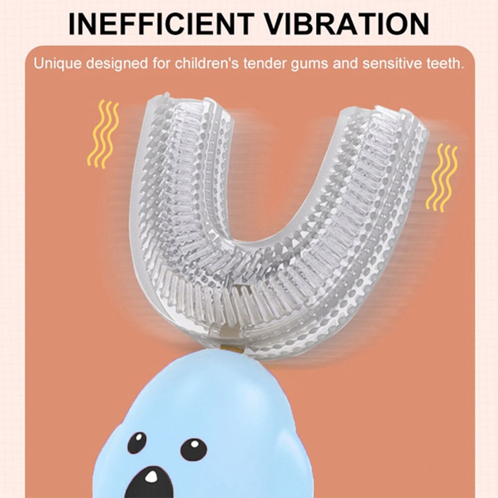 360 Degrees Sonic Automatic Children Teeth Cleaner U Type Electric Toothbrush IPX7 Waterproof Teeth Cleaning Battery Powered