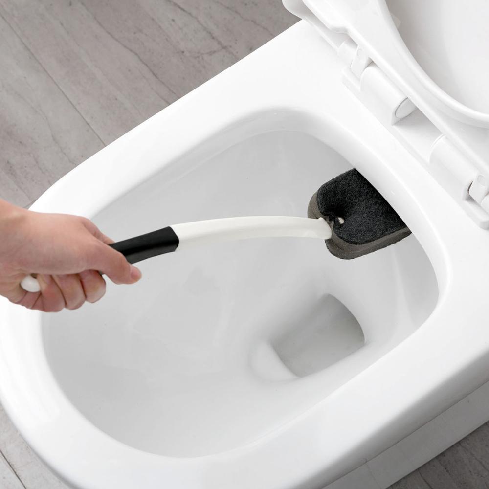 Lange Handvat Wc Borstel met Magic Spons Badkamer Wc Hoek Borstel Badkamer Accessoires Huishoudelijke Schoonmaken Tool