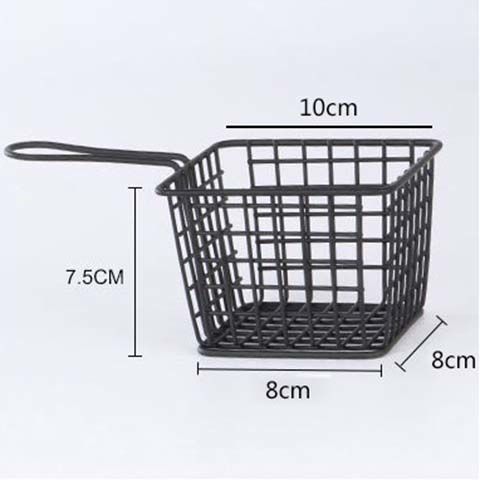 French Fries Fried Chicken Snack Basket Chicken Wing Bread Basket Fried Food Plate Restaurant French Fries Basket: Black mini basket