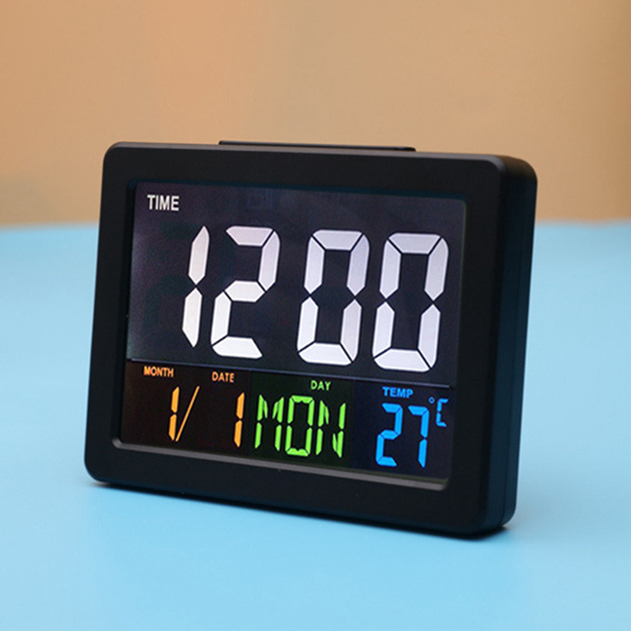 LED Alarm Desktop Digital Clock Home Temperature LCD Display Multifunction Electronic Large Calendar With Temperature