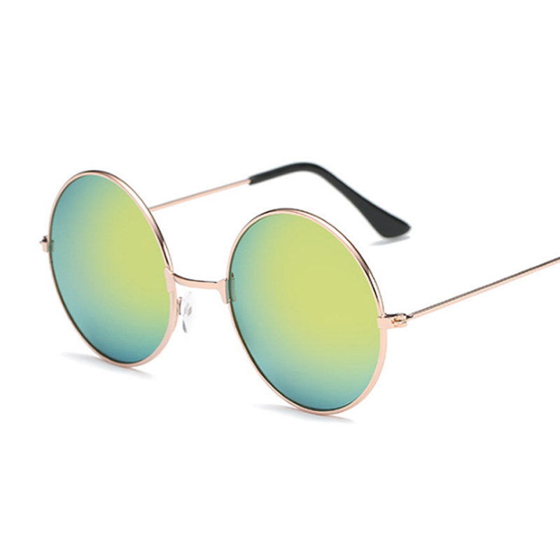 Retro Round Pink Sunglasses Women Brand Sun Glasses For Male Alloy Mirror Female Oculos De Sol Black