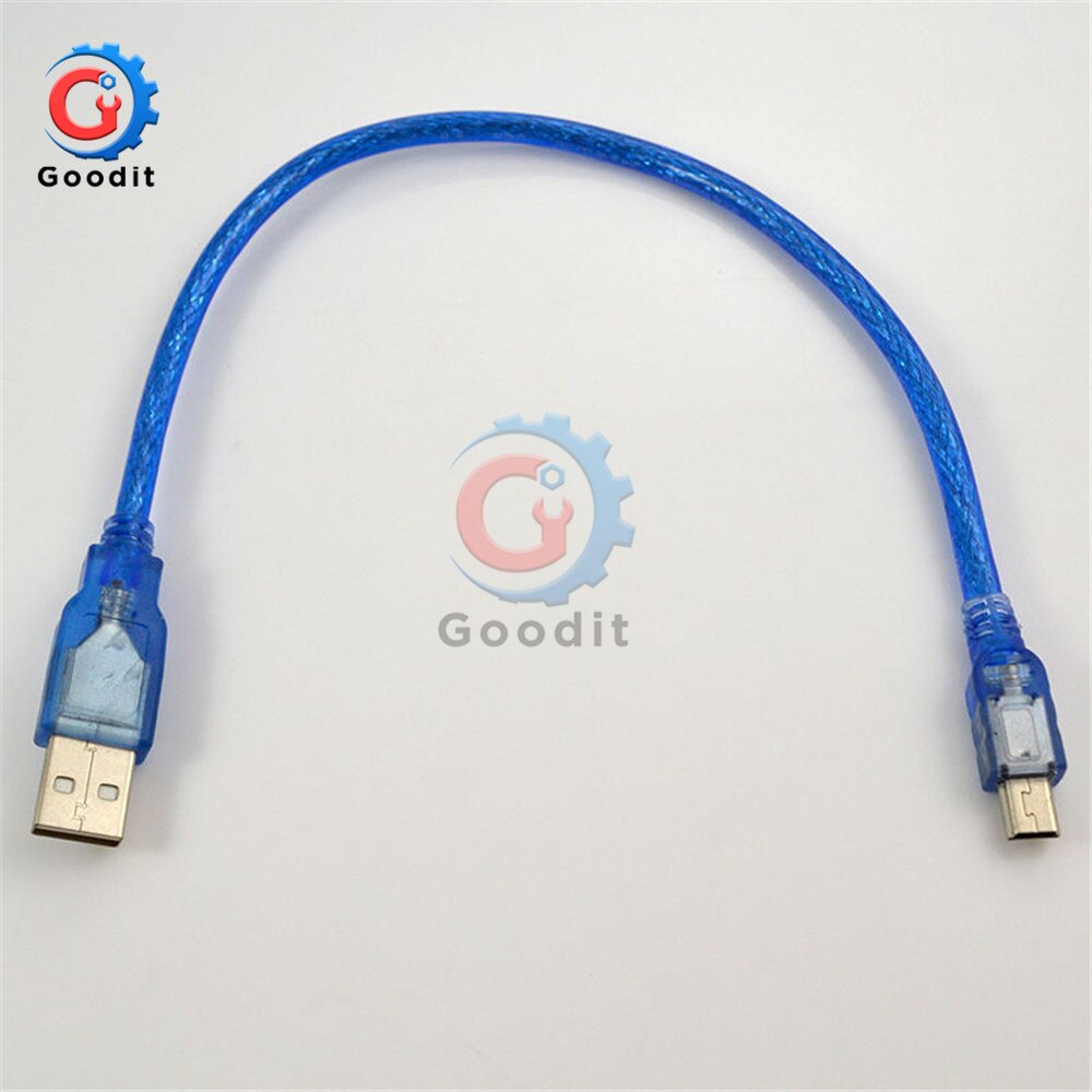 30cm USB 2.0 A Male To Mini B 5pin Male PC Data Cable Cord Leads for Arduino MCU Nano 3.0 Pro Also for Old Mobile Phone