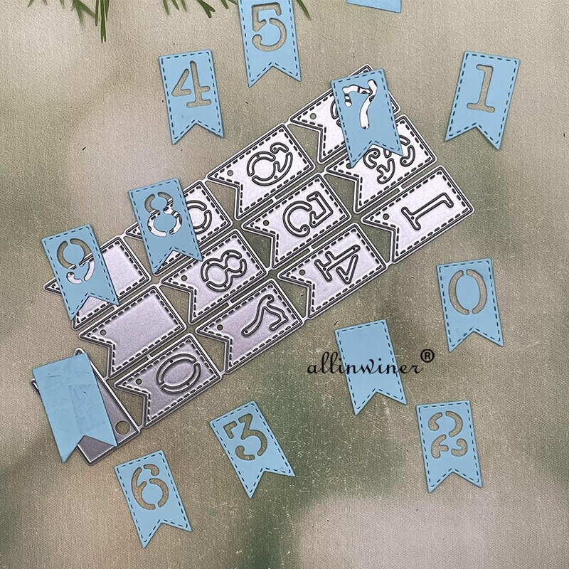 Digital number banner Metal Cutting Dies Stencils Die Cut for DIY Scrapbooking Album Paper Card Embossing