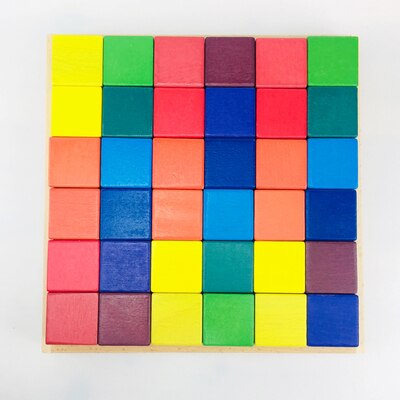 Dropshipping Grande Arcobaleno Blocchi/Semicerchio Blocchi Regalo Del Bambino Pegdolls Geometrica Giocattoli In Legno Per Bambini Istruzione: 36pcs Rainbow square