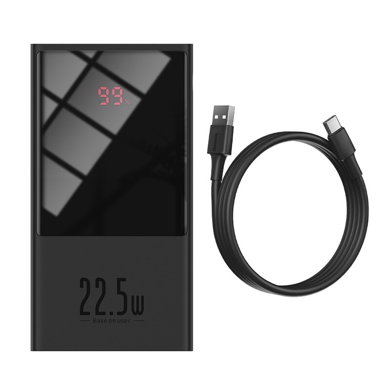 Baseus Mini Power Bank 10000Mah Snel Opladen Powerbank Digitale Display Draagbare Externe Batterij Oplader Voor Xiaomi Iphone: 10000mAh Black