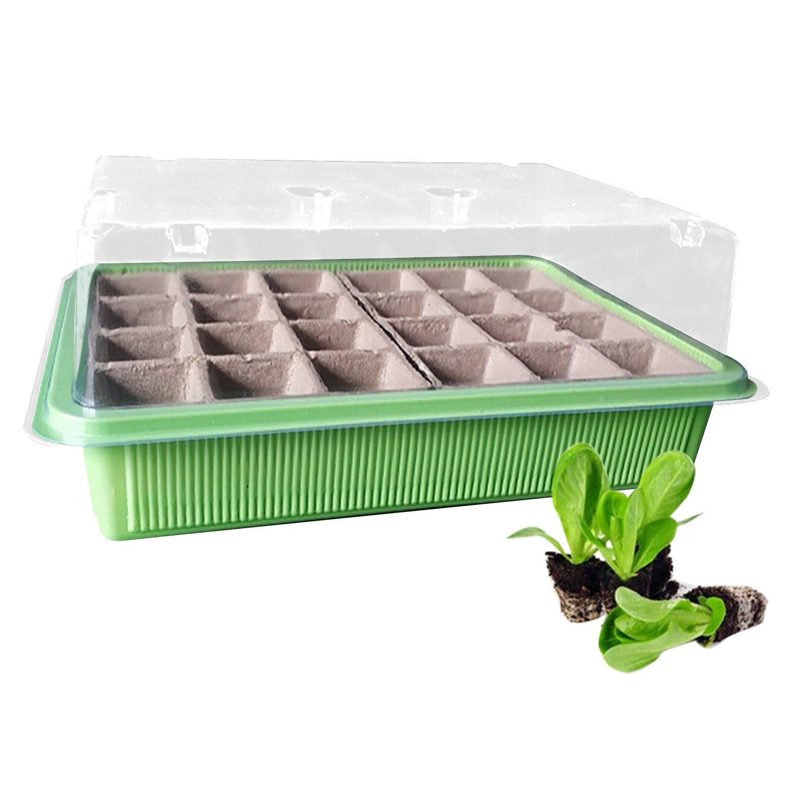 Boîte de Germination en plastique 24 cellules, Pot de pépinière de jardin, Mini couvercles respirants, boîte de graines de plantes durables