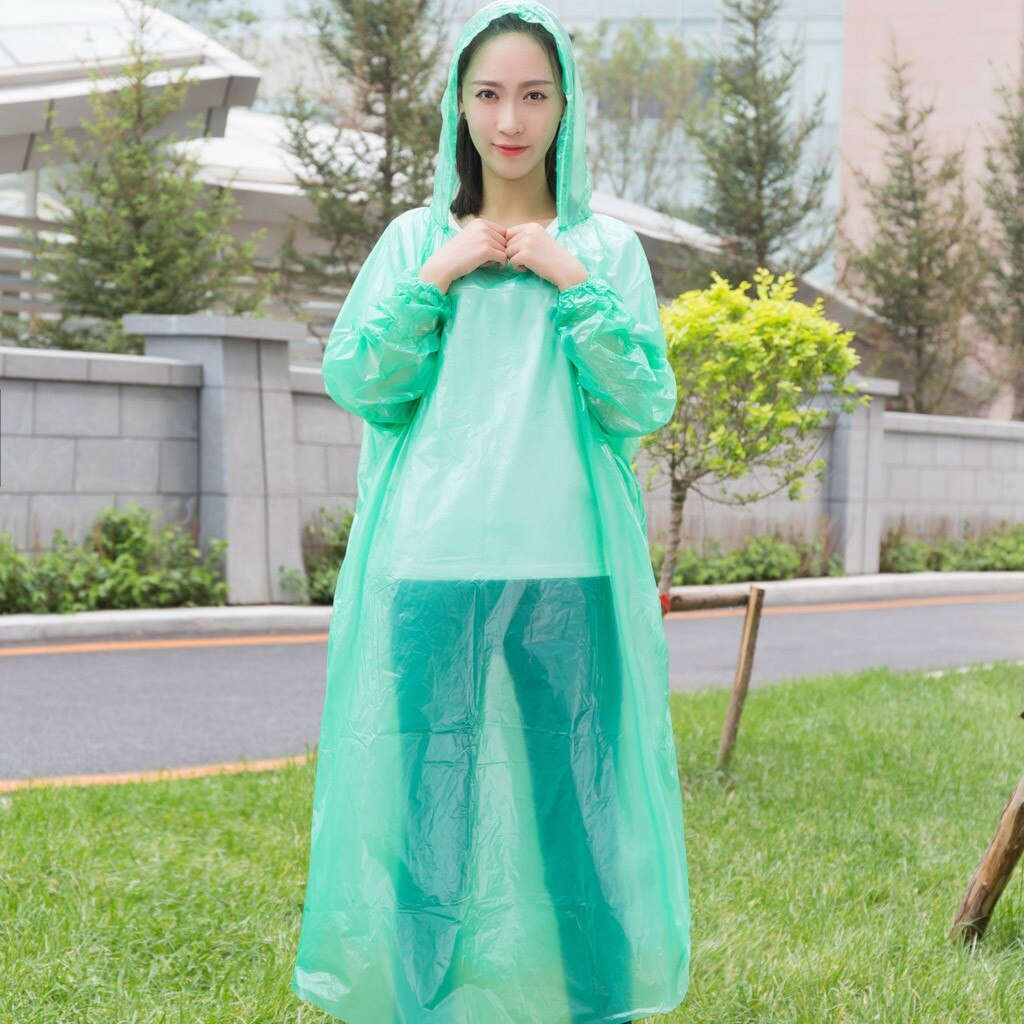 Chubasquero DE EMERGENCIA desechable para adultos, impermeable, para senderismo, Camping, capó, Poncho, chaqueta de lluvia portátil para motocicleta: Verde