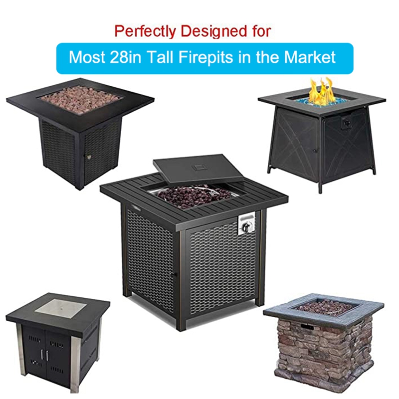 Square Fire Pit Table Cover 50X50X28 Inch Waterproof Heavy Duty Patio Gas Firepit Table Cover