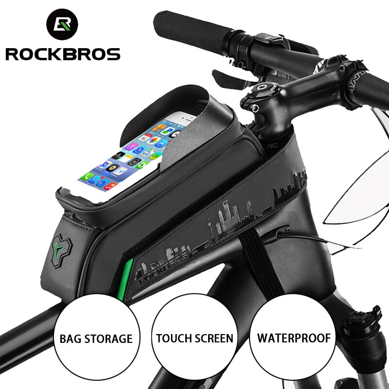 ROCKBROS Telefoon Fietstas Touch Screen Voor Tube Cycling Bike Bag Waterdicht Frame Fietstassen Fiets Accessoires